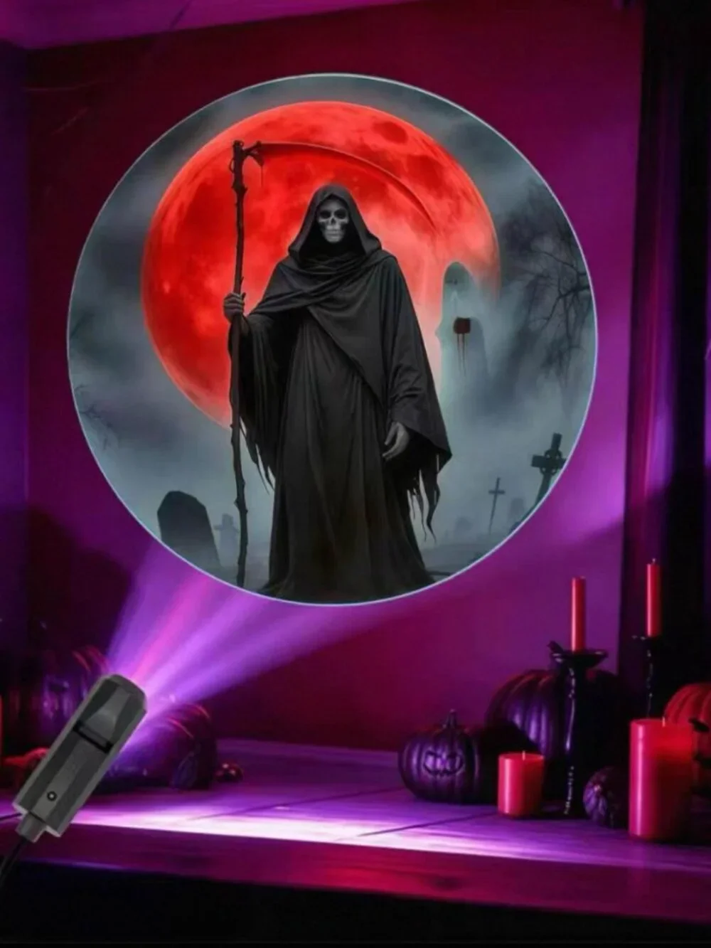 USB Halloween Projector Lamp 6 Patterns Ghost Skull Party Wall Decor Light